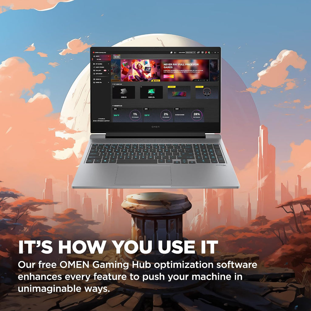 HP OMEN 16 inch Laptop, FHD 144Hz Display, Intel Core i7-14700HX, 16 GB RAM, 512 GB SSD, NVIDIA GeForce RTX 4060 GPU (8 GB Dedicated), Windows 11 Home, 16-ae0009nr (2024)