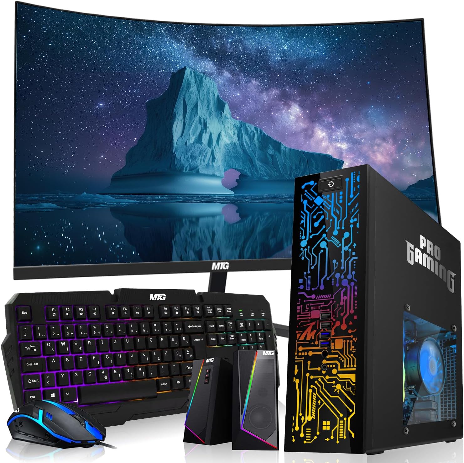 Hp Desktop Computer PC – Intel Core i5, 16GB ARGB RAM, 512 GB SSD, 32 Inch Curved Monitor, GT 1030 Graphics, RGB Keyboard with AI Copilot Key, Mouse & RGB Speaker, Windows 11 (Renewed)