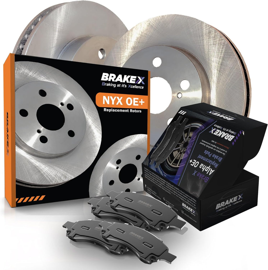 Brake X Front Brake Pads and Rotors Kit replacement for 2014-2020 FORD FIESTA | NYX OE+ Rotors and Alpha Ceramic Brake Pads