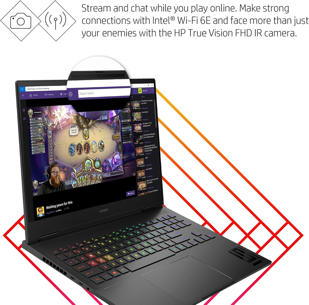 HP OMEN Transcend 16 inch Laptop Bundle, WQXGA 240Hz Display, 7ms Response Time, 13th Generation Intel Core i7-13700HX, 16 GB RAM, 512 GB SSD, NVIDIA GeForce RTX 4070 GPU (8 GB), 16-u0020nr (2023)