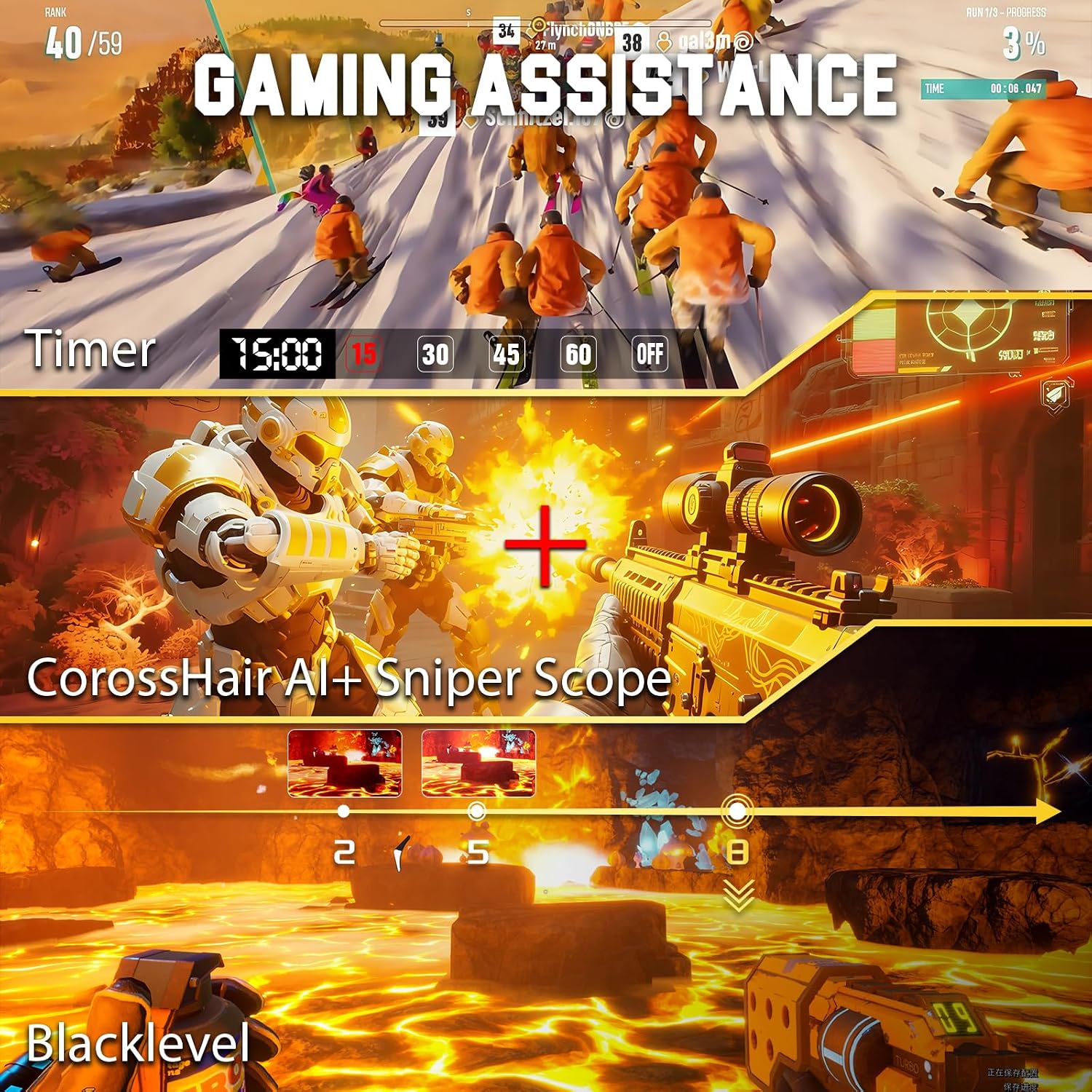 SANSUI Gaming Monitor 27 inch 1440p 200Hz 180Hz, WQHD Fast IPS 1ms Computer Monitor, FreeSync Premium | Brightness 400Nits | 130% sRGB | 10Bits | HDR | ErgoStand | VESA Mount | 2×DP 1.2 & 2×HDMI