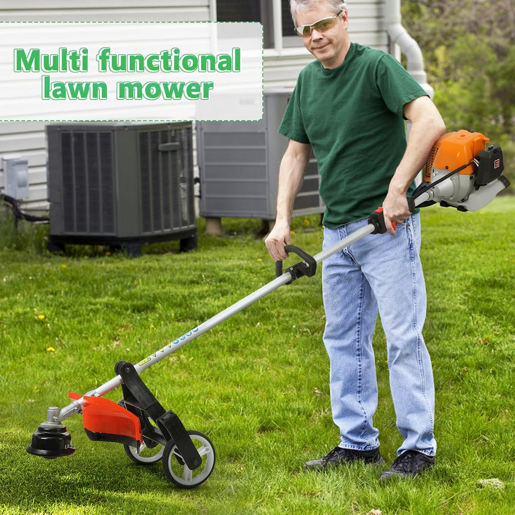 8-in-1 Weed Eater Gas Powered - Multi-Functional Trimming Tool Set, 52CC 2-Stroke Lawn Mower, String Trimmer, Hedge Trimmer, Edger, Brush Cutter, Pole Chainsaw Pruner with Extension Pole