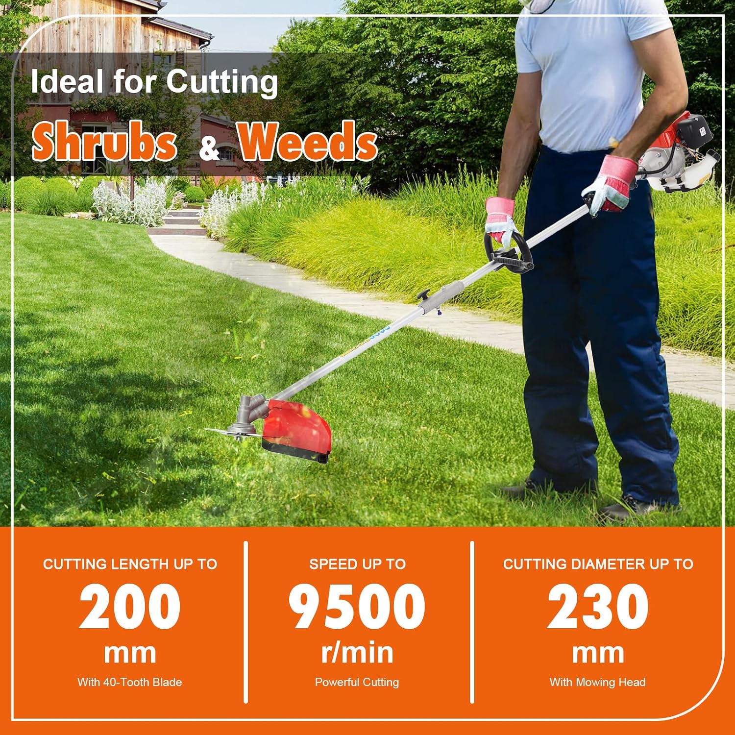 5 in 1 Gas Weed Wacker, 52CC 2 Stroke Gas Multi Functional Trimming Tools, 2025 Upgraded Weed Eater Gas Powered, 9500rpm High Power Gas String Trimmer, Brush Cutter for Home, Yard, Garden Red