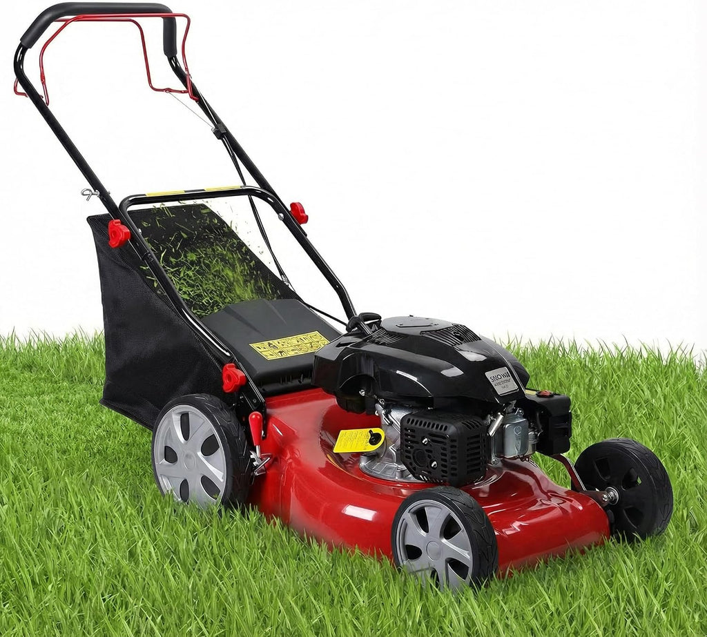 3 in 1 Gas Lawn Mower 141cc - Self Propelled Lawnmower & Walk-Behind Gas Push Mower Dual Option, with 50l Grass Bag Big Wheels, Lawn Mower Gas, Gas Mower for All Season Landscaping (Upgraded 01)