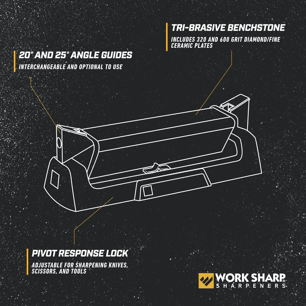 Drill Doctor Drill Bit Sharpener plus Work Sharp Benchstone Knife Sharpener, 3 sided manual knife sharpener