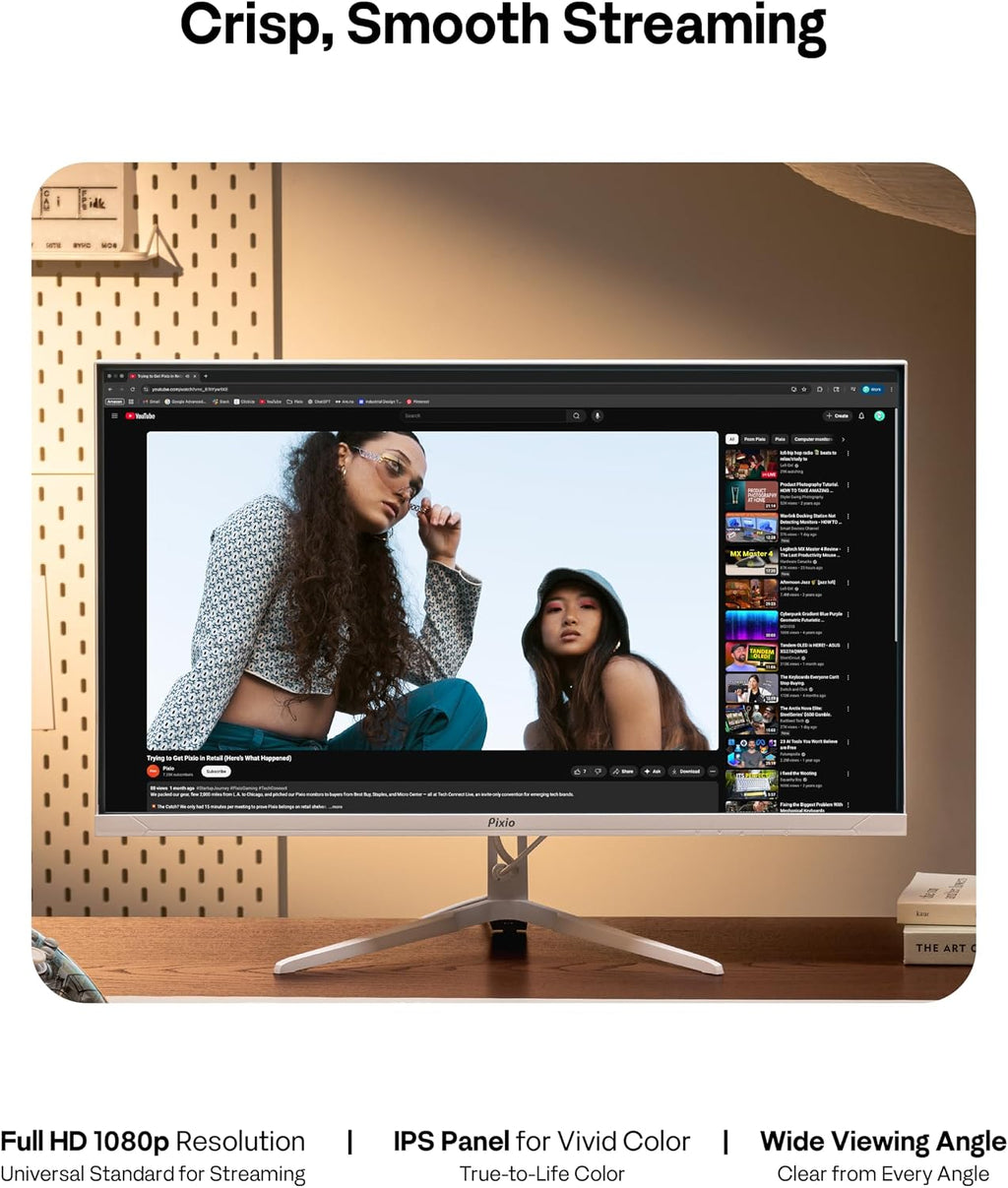 Pixio PX246 Wave White 24 inch 120Hz Refresh Rate FHD 1080p Resolution IPS Panel 4ms GTG Response Time Gaming Monitor with Adaptive Sync