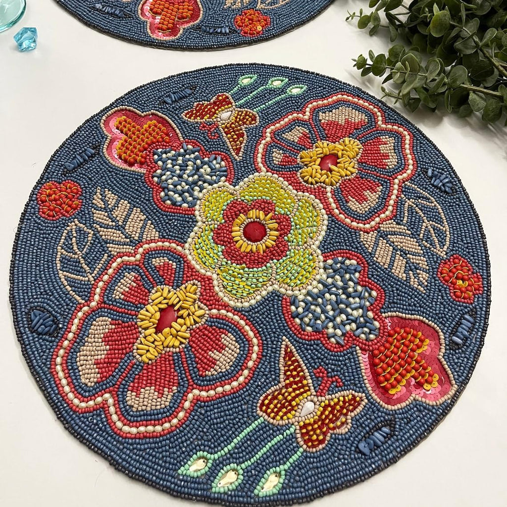 Enliven Set of 6 Handmade Placemats 14 Inch | Lightweight Decorative Dining Table Mats for Wedding, Party & Everyday Use | Easy to Clean Multicolor Placemats