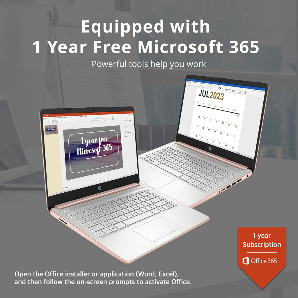 HP Stream 14' HD Business Laptop, Intel Celeron N4120, 4GB RAM, 1TB Storage (64GB eMMC + 1TB Docking Station Set), Intel UHD Graphics, 720p Camera, Wi-Fi, 1 Year Office 365, Win 11 Home, Rose Gold
