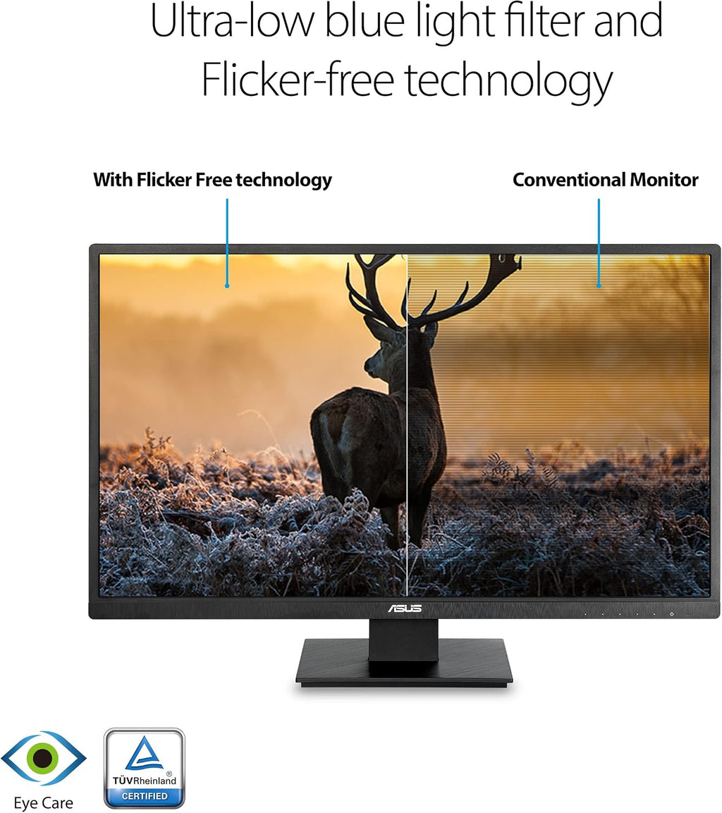 ASUS 27' 1080P Monitor - Full HD, Eye Care, Low Blue Light, Flicker-Free, VESA Mountable, Anti-Glare, D-Sub, HDMI Computer PC Monitor - VA279HAE