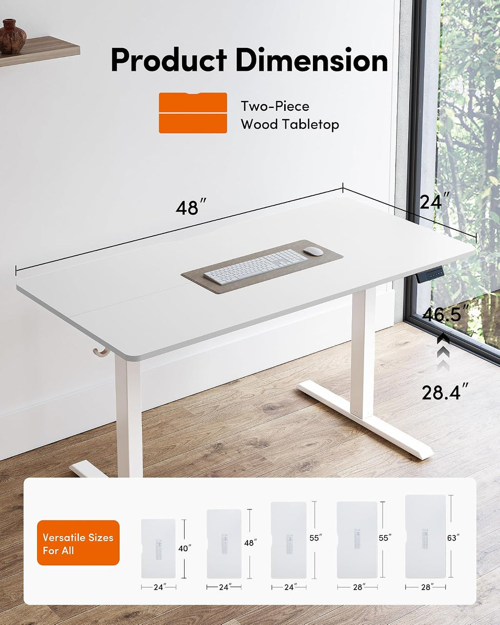 FEZIBO Electric Standing Desk Adjustable Height, 48 x 24 Inch Sit and Stand Desk, Home Office Desk, Ergonomic Workstation Computer Desk, White