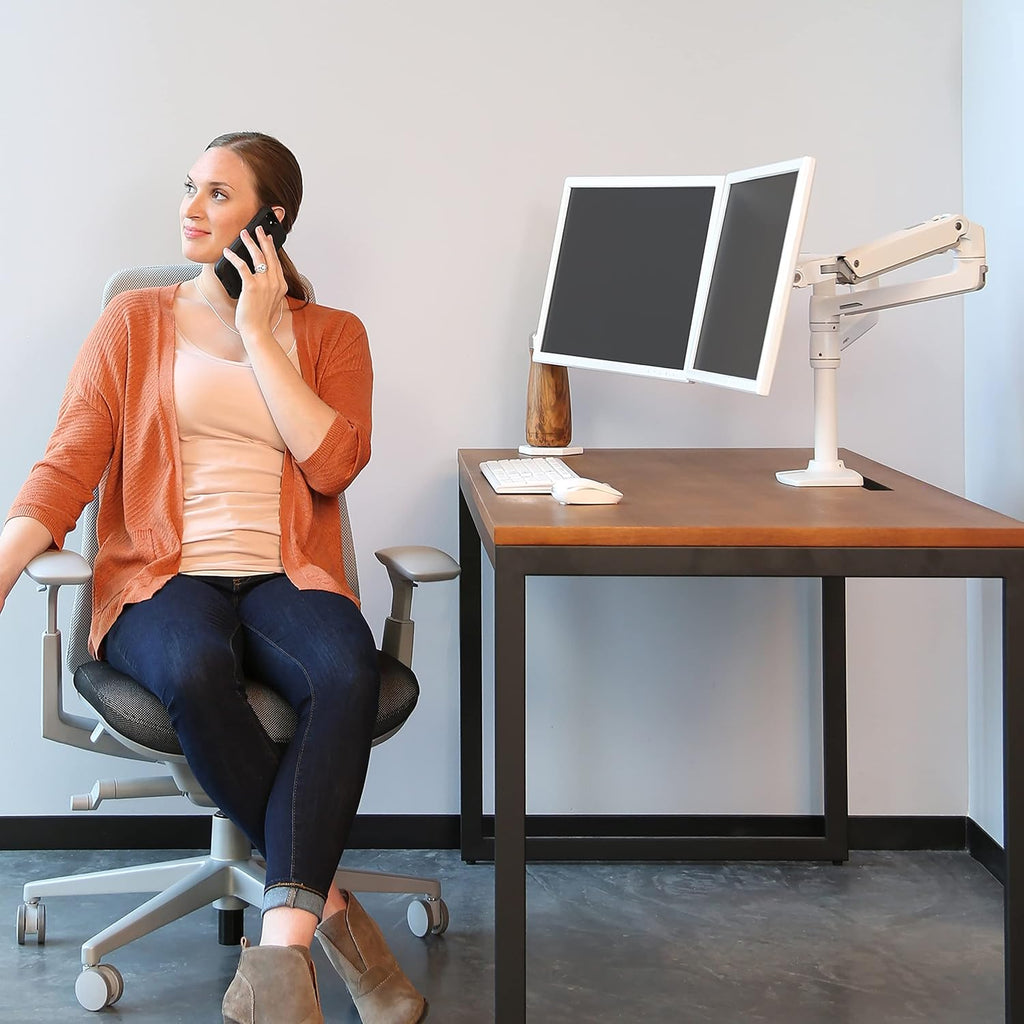 Ergotron – LX Vertical Stacking Dual Monitor Arm, VESA Desk Mount – for 2 Monitors Up to 24 Inches, 7 to 20 lbs Each – White