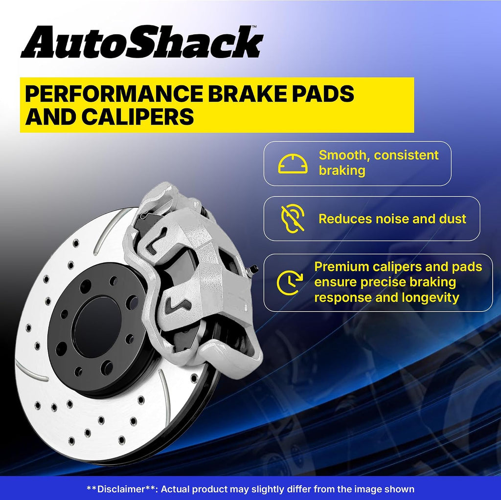 AutoShack Rear Brake Rotors, Ceramic Pads & Calipers for Chevrolet, Silverado 2500 HD 2001-2010, 4WD RWD V8 6.0L 6.6L 8.1L - E-Coated Drilled & Slotted - ShadowGuard - 12.99' (330 mm), 8-Lug
