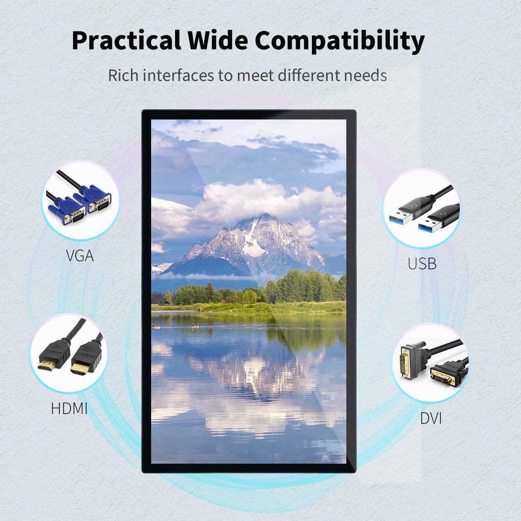 32 inch Capacitive Multi-Touch Screen Industrial Monitor, 16:9 Display 1920 x 1080P, Built-in Speakers, USB, VGA, DVI & HD-MI Ports, Digital Signage Displays and Player for Advertising
