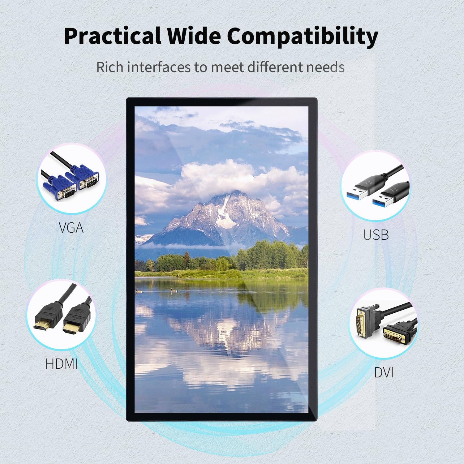 32 inch Capacitive Multi-Touch Screen Industrial Monitor, 16:9 Display 1920 x 1080P, Built-in Speakers, USB, VGA, DVI & HD-MI Ports, Digital Signage Displays and Player for Advertising