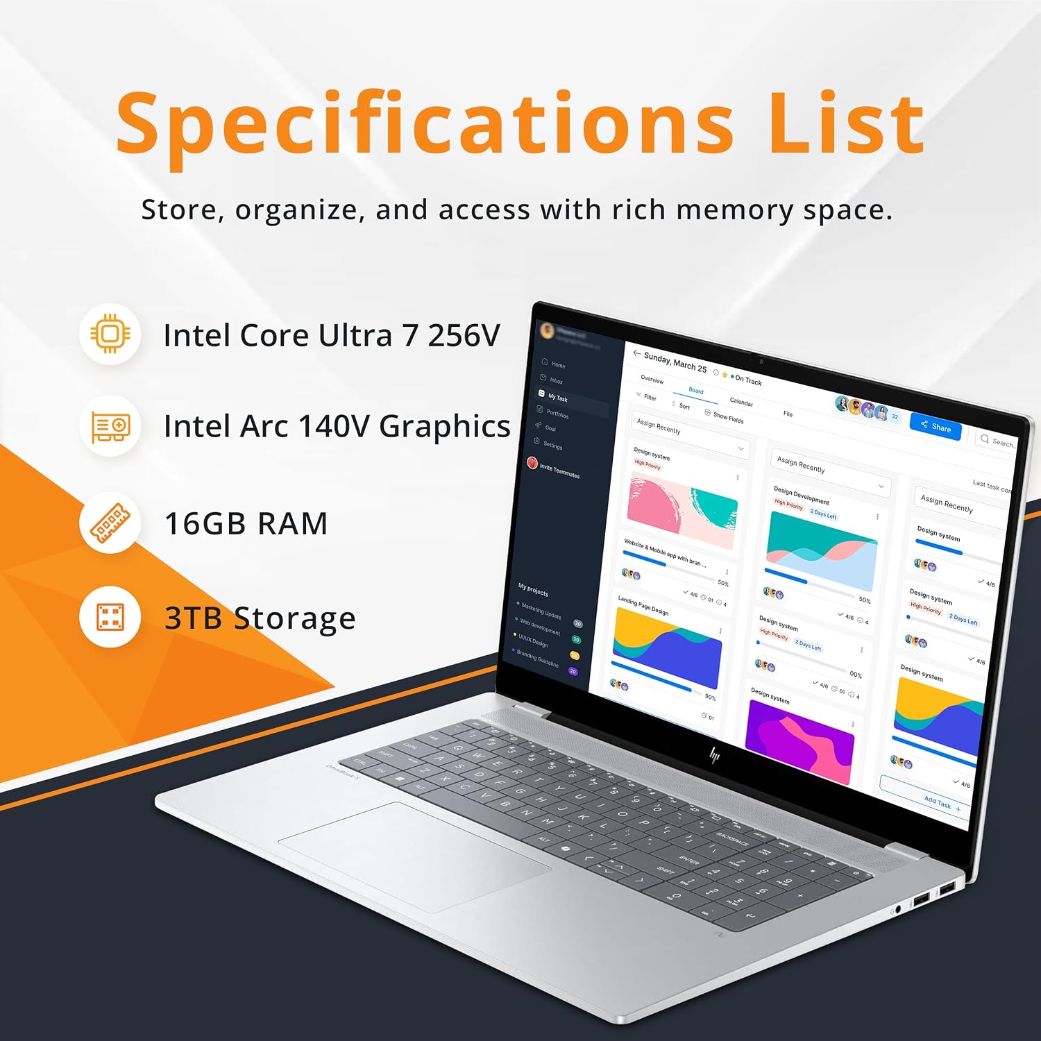 HP OmniBook X Copilot+ PC Laptop, 17.3' FHD Touch, Intel Ultra 7 256V, 16GB LPDDR5X, 3TB Storage (2TB SSD+1TB Docking Station), Intel Arc 140V, Backlit Keyboard, 5MP Camera, Wi-Fi 6E, Win 11, Silver