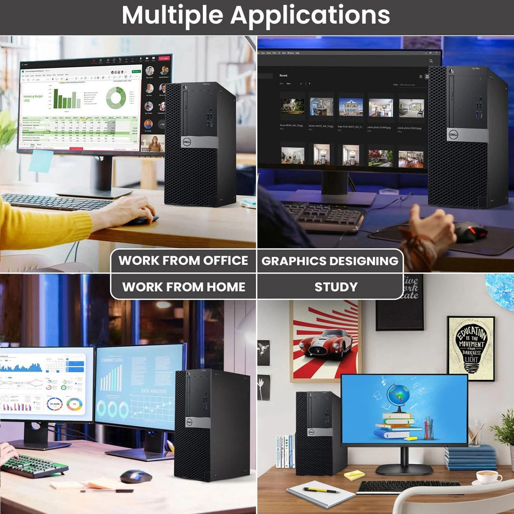 Dell Optiplex 7050 Tower Desktop Computer PC - Intel Core i5-7500 7th Gen 3.40GHz - 16GB DDR4 RAM - 512GB SSD - New 24 Monitor - Webcam - Wireless Keyboard & Mouse - WiFi - Window 11 Pro (Renewed)