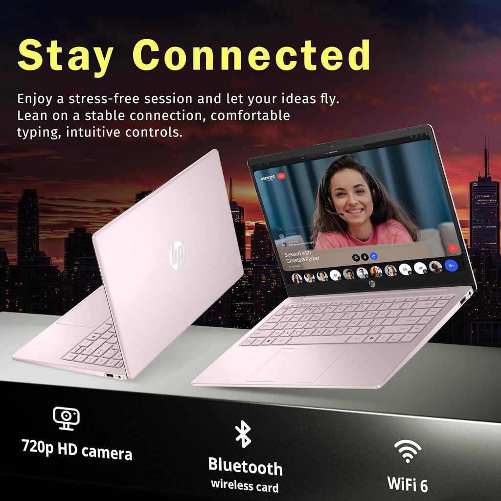 HP Stream 14' HD Laptop, Intel Processor N150, 16GB RAM, 288GB Storage (128GB UFS + 160GB Docking Station Set), Intel UHD Graphics, 720p Webcam, Wi-Fi, 1 Year Office 365, Windows 11 S, Pink
