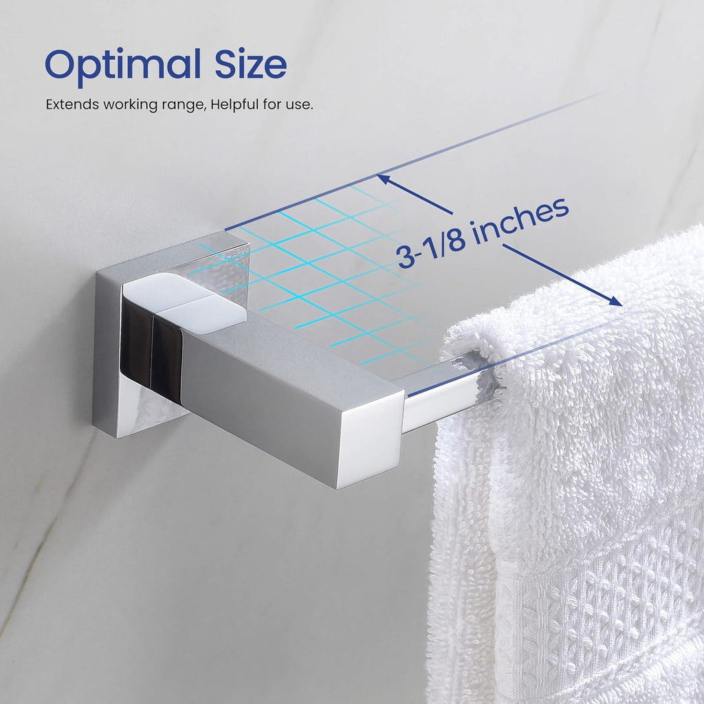 KIBI Cube 5-Piece Brushed Nickel Bathroom Hardware Set, Solid Brass Wall Mount Toilet Paper Holder & Towel Bar Set | Includes 18' Towel Bar, Towel Ring, Toilet Paper Holder & Robe Hooks (C-KBA15-5-3)