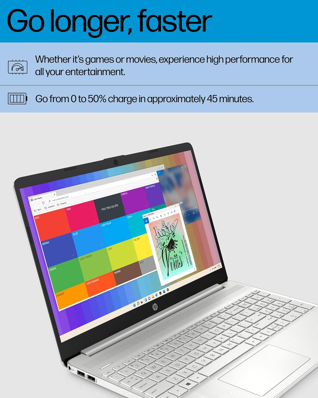 HP 15.6-inch Laptop, AMD Ryzen 7 5700U, 8 GB RAM, 256 GB SSD, HD Micro-Edge Display, Windows 11 Home, Thin & Portable, Long-Lasting Battery, Full-Size Keyboard, Wi-Fi 6 & Bluetooth (15-ef2025nr, 2022)