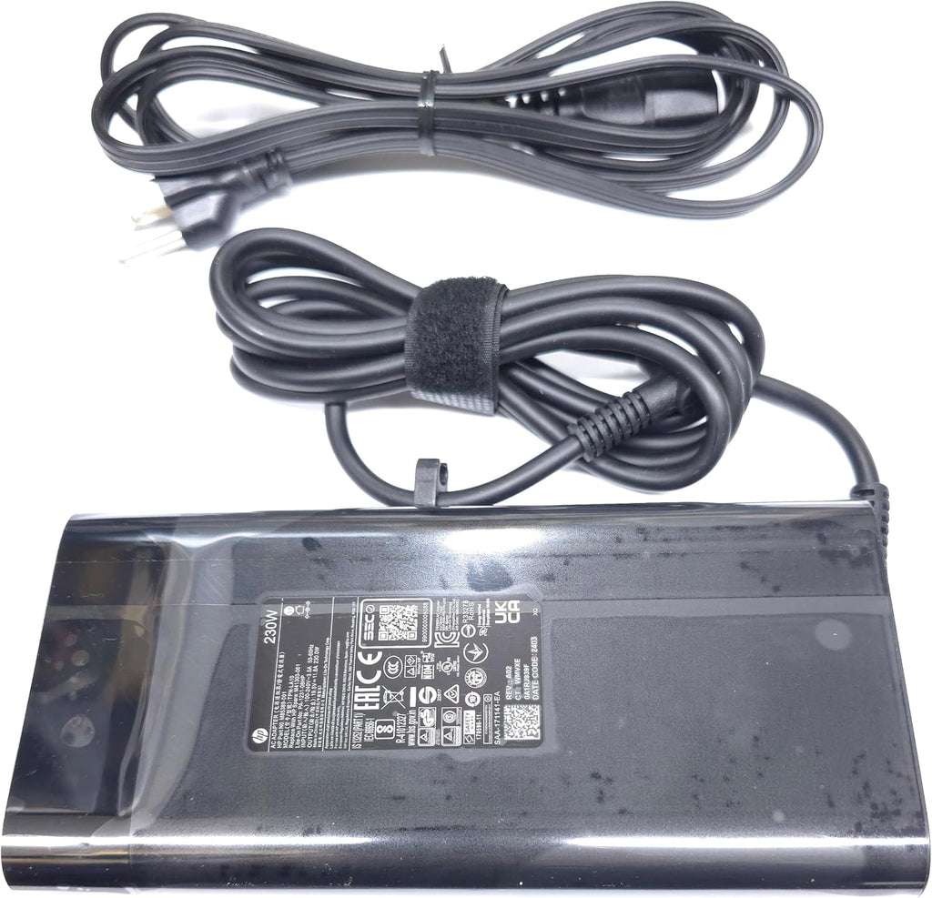 HP 230W 19.5V 11.8A 4.5mm Grey Tip AC Adapter for HPOmen 15 16, HPOMEN Transcend, Victus 16 by Gaming Laptop ZBook Fury 16 G8 G9 G10, M85389-001, TPN-LA10, M41303-001, PA1231-08HP.