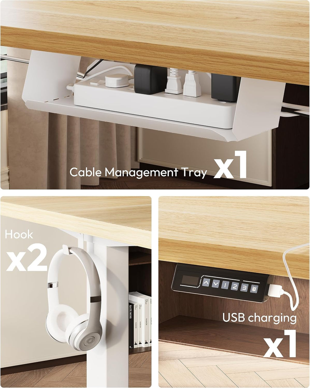 SANODESK Electric Standing Desk 79 x 32 Inches, Height Adjustable Sit Stand with Large Splice Board Desktop for Home Office, Computer Workstations，Memory Ergonomic Computer Desk, Black Frame/Black Top