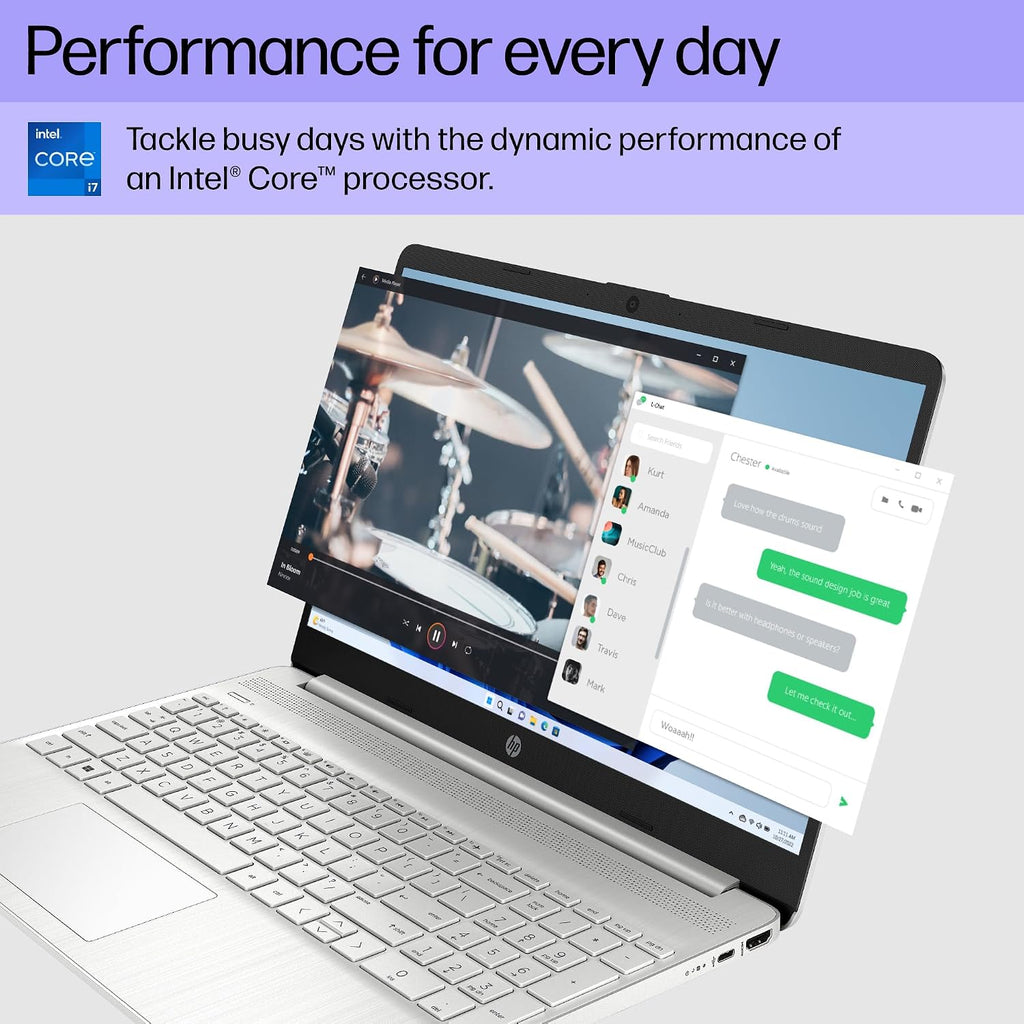 HP 15 inch Laptop, HD Display, 11th Generation Intel Core i7-1165G7, 12 GB RAM, 512 GB SSD, Intel Iris Xe Graphics, Windows 11 Home, 15-dy2718nr (2023)