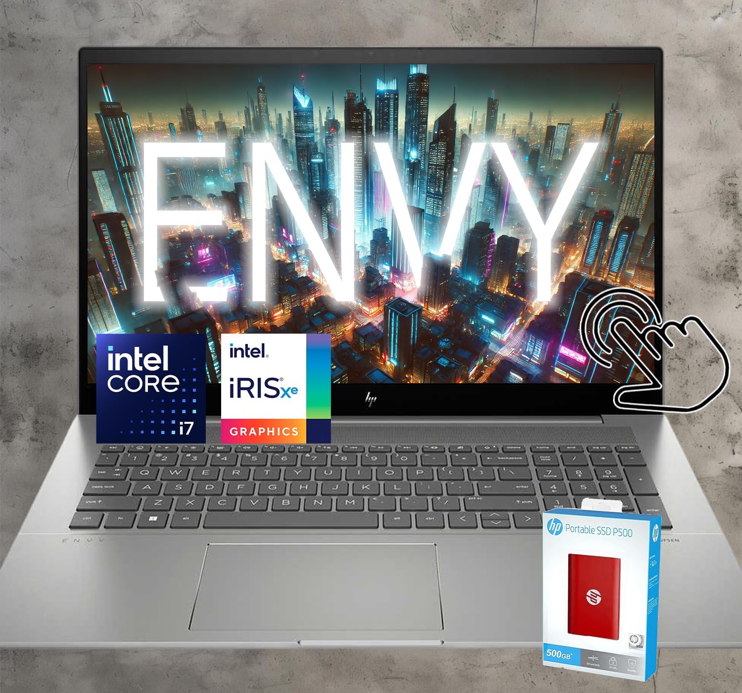 HP Envy 17.3 FHD Touchscreen Laptop | Intel Core i7-13700H | 16GB RAM | 1.5TB SSD (1TB PCIe withHP P500 512GB Portable SSD) | Intel Iris Xe Graphics | Backlit KB | B&O Audio | WiFi 6 | Win 11 Pro