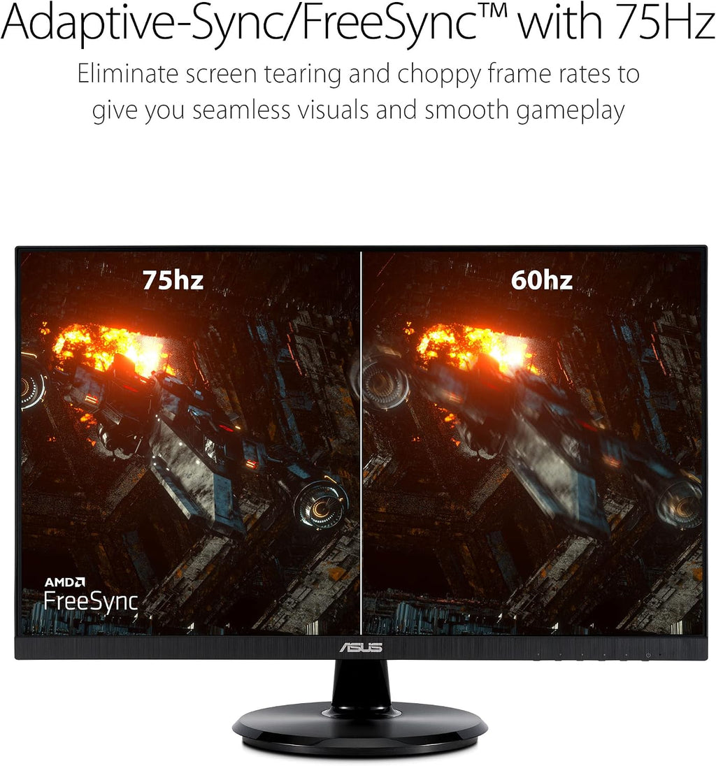 ASUS 27' 1080P Monitor (VA27DCP) - Full HD, IPS, 75Hz, USB-C 65W Power Delivery, Speakers, Adaptive-Sync/FreeSync, Eye Care, Low Blue Light, Flicker Free, VESA Mountable, Frameless, HDMI