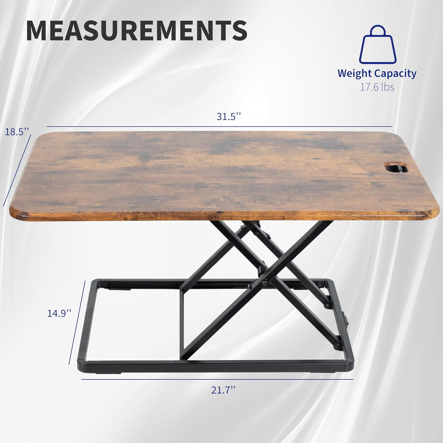 VIVO Ultra-Slim 32 Inch Single Top Height Adjustable Standing Desk Riser, Compact Sit Stand Desktop Converter for Monitor or Laptop, Vintage Brown, DESK-V032JN