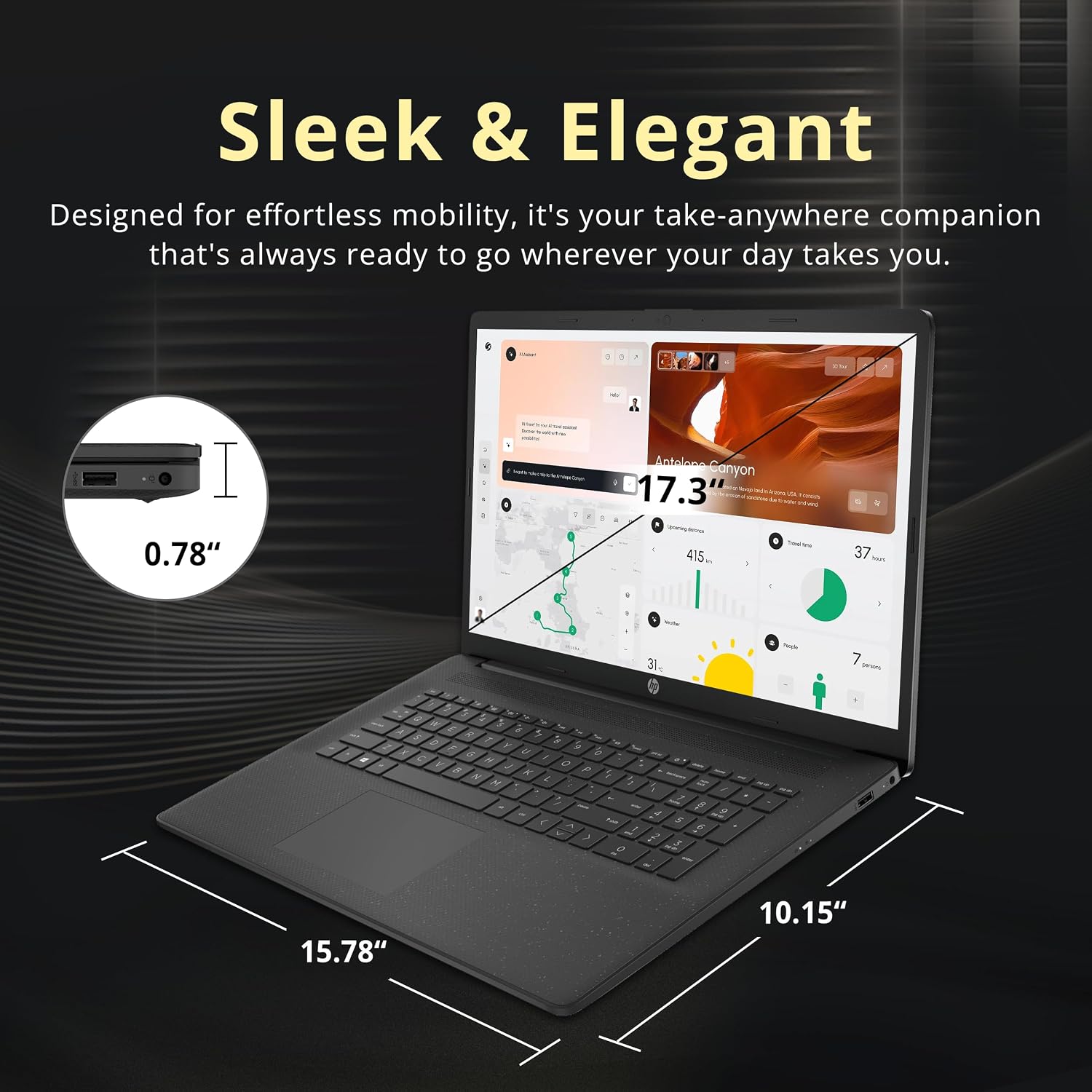 HP 17.3' HD+ BrightView Laptop, Intel i7-1255U, 64GB RAM, 2.28TB Storage (2TB SSD+288GB Docking Station Set), ‎Intel Iris Xe Graphics, Full-Size Keyboard, HD Camera, Wi-Fi, Windows 11 Pro, Black