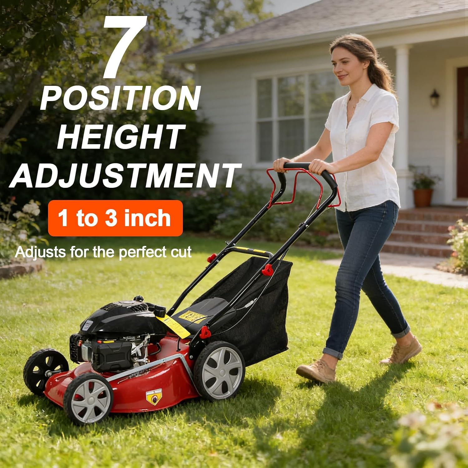 3 in 1 Gas Lawn Mower 141cc - Self Propelled Lawnmower & Walk-Behind Gas Push Mower Dual Option, with 50l Grass Bag Big Wheels, Lawn Mower Gas, Gas Mower for All Season Landscaping (Upgraded 01)