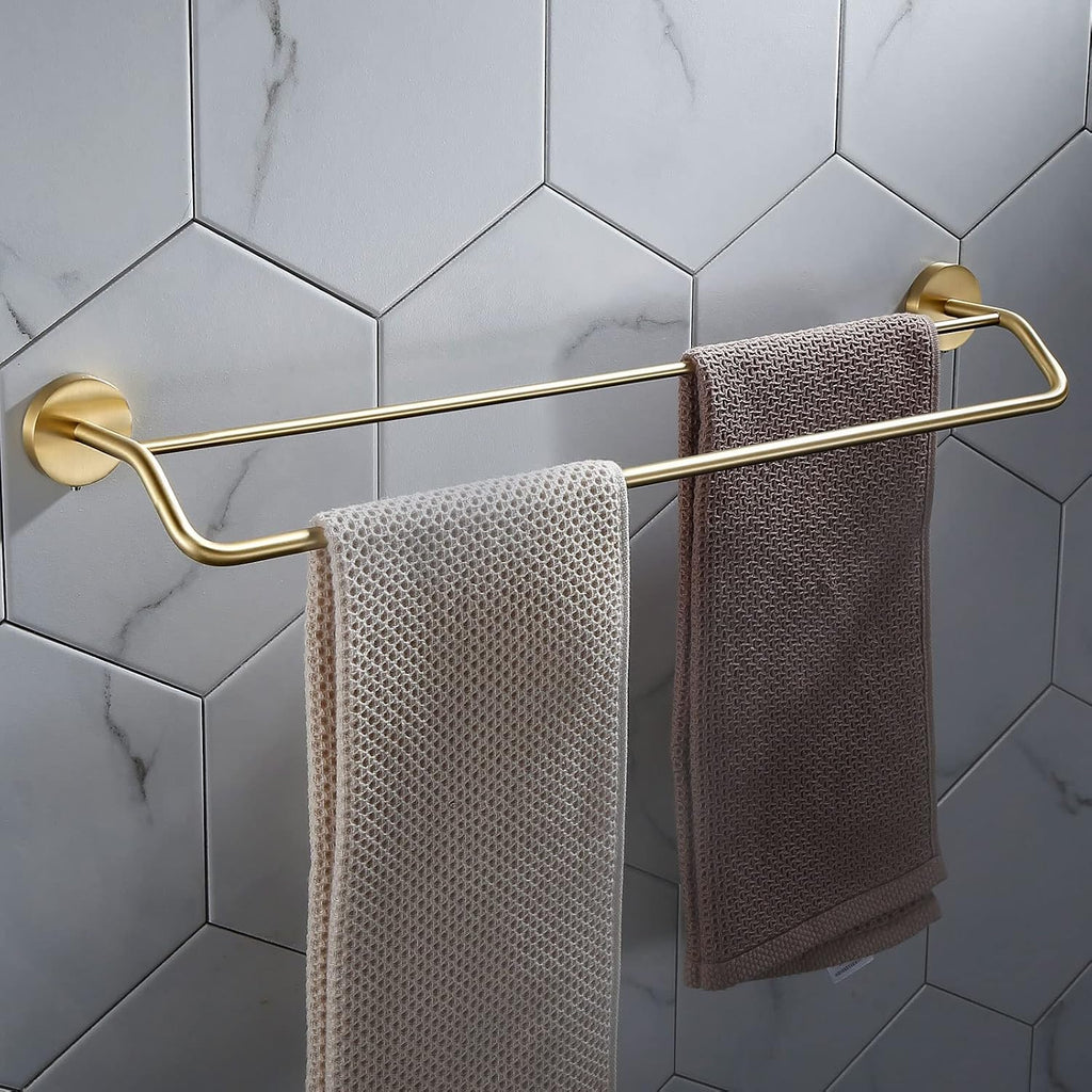 Bathroom Shelves All Copper Brushed Gold Towel Rack Bar Rail, Simple and Light Luxury Bath Towel Rack, Bathroom Bathroom Rack, Hardware Pendant Set (Color : Double Pole)