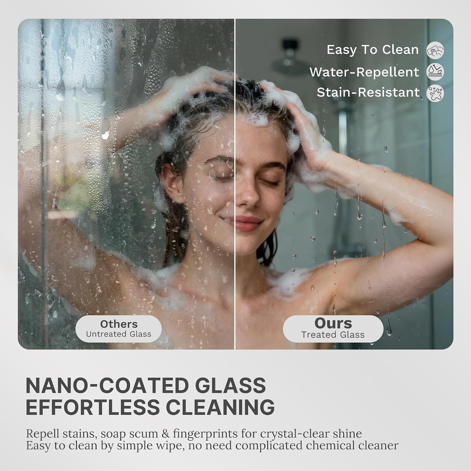 Frameless Double Sliding Shower Door, 56-61' W x 72' H, 3/8' (10mm) SGCC Certified Clear Tempered Glass, Width Adjustable, Square Guide Bar, Double Towel Bars, Stainless Steel Hardware, Gunmetal