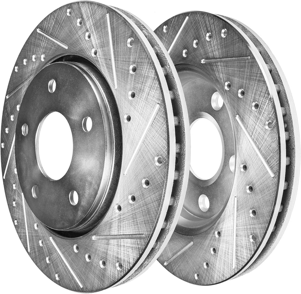 Detroit Axle - Front Brake Kit for Lexus ES300 Toyota Avalon Sienna Camry Drilled and Slotted Brake Rotors Ceramic Brakes Pads Replacement: 10.82' inch Front Rotors