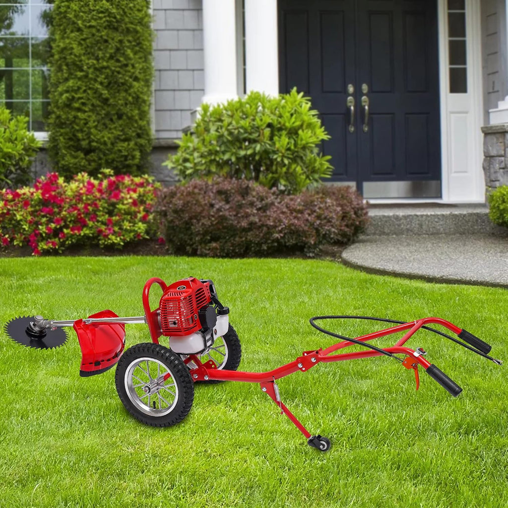 Gas Lawn Mower, Gas Powered Irrigation Mower Cylinder Gasoline Engine Grass Trimmer Hand Push Lawn Mower Two-Stroke