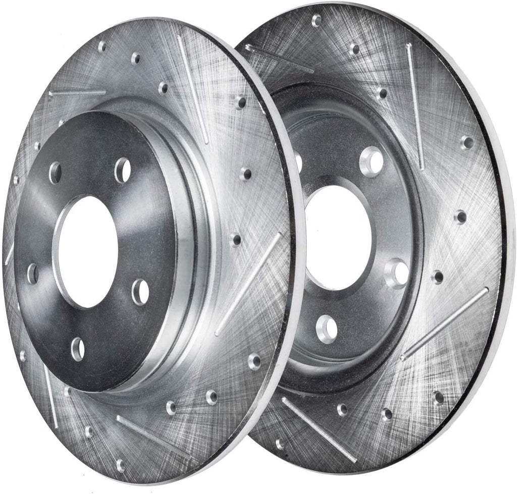 Detroit Axle - 12.99' Rear Drilled Brake Rotors Wheel Hubs + 20pc Wheel Lug Nuts Replacement for Ford Taurus Flex Edge Lincoln MKS MKT - 24pc Set
