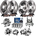 Detroit Axle - Brake Kit for 05-10 Jeep Commander Grand Cherokee, Front & Rear Disc Brake Rotors Ceramic Brake Pads Wheel Bearing & Hubs Wheel Lug Nuts 2005 2006 2007 2008 2009 2010 Replacement