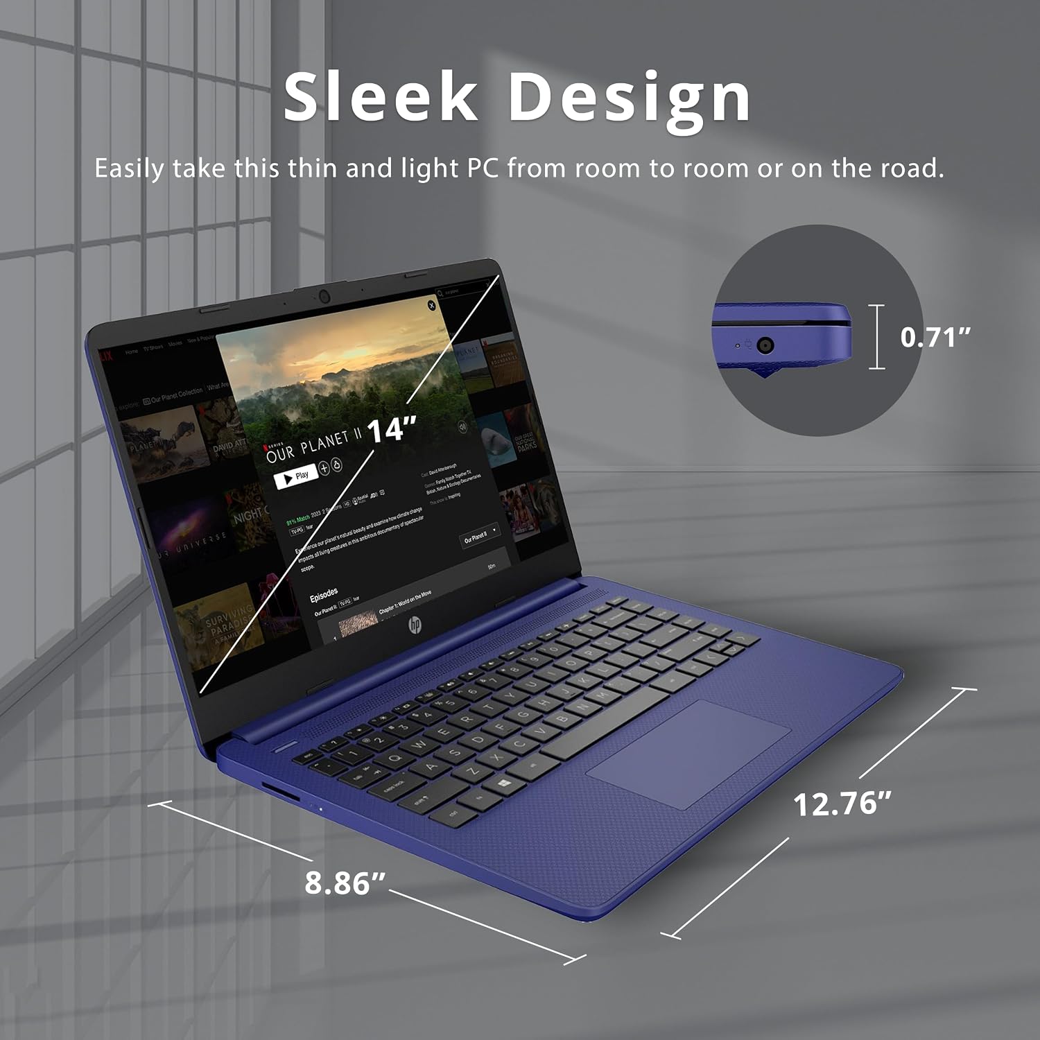 HP Stream 14' HD Business Laptop, Intel Celeron N4120, 4GB RAM, 224GB Storage (64GB eMMC + 160GB Docking Station Set), Intel UHD Graphics, 720p HD Camera, Wi-Fi, 1 Year Office 365, Win 11, Blue