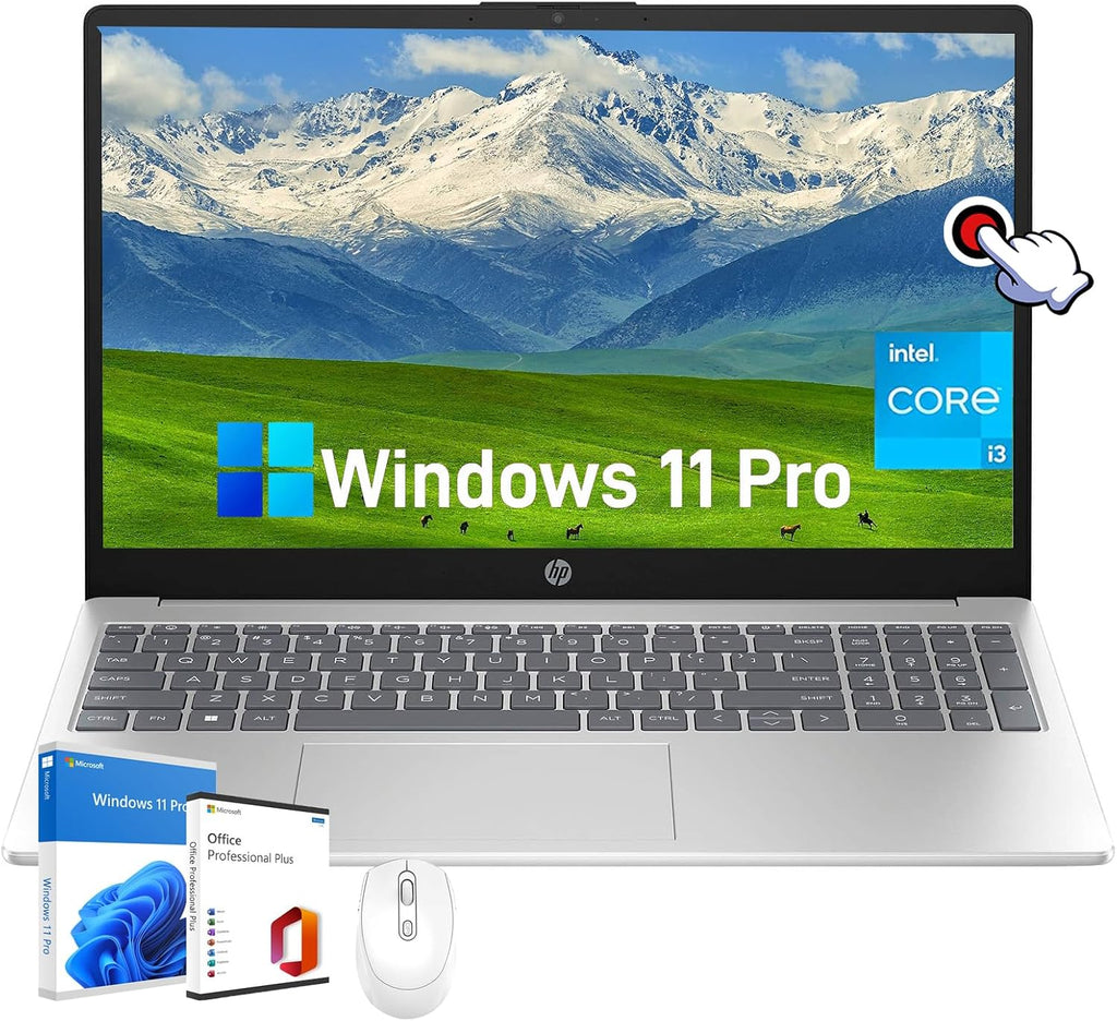 HP Laptop for Business and Student - 15.6' Touch Display, Intel 6-Core i3-1215U, 64GB RAM, 1TB SSD, Intel UHD GPU, HD Webcam, WiFi, Long Battery Life, HDMI, Win 11 Pro