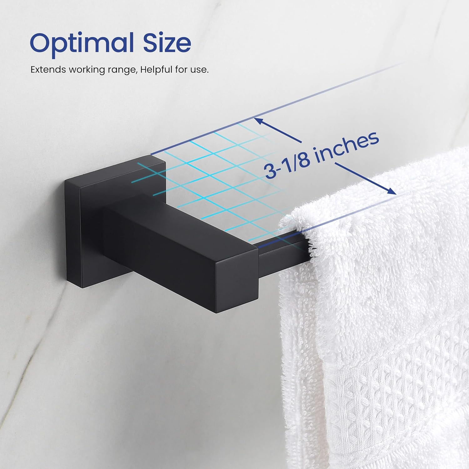 KIBI Cube 5-Piece Bathroom Hardware Set, Modern Bathroom Accessories | Includes 18' Towel Bar, Towel Ring, Toilet Paper Holder & Robe Hooks | Durable and Rust-Resistant (Matte Black, C-KBA15-5-3)
