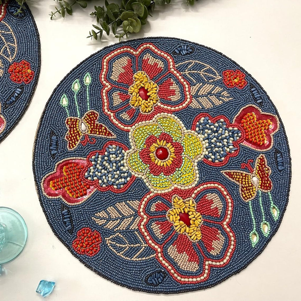 Enliven Set of 6 Handmade Placemats 14 Inch | Lightweight Decorative Dining Table Mats for Wedding, Party & Everyday Use | Easy to Clean Multicolor Placemats