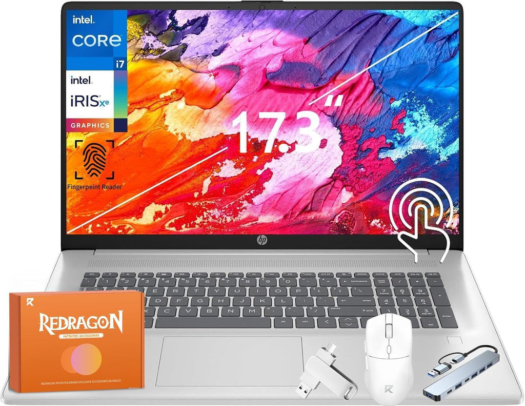 HP 17.3 Touchscreen Laptop for Business, Intel 10-Core i7-1355U(Up to 5.0 GHz), 64 GB RAM, 1 TB SSD, Intel Iris Xe GPU, Wi-Fi 6, Fingerprint Reader, Long Battery Life, Windows 11 Pro, W/Accessories