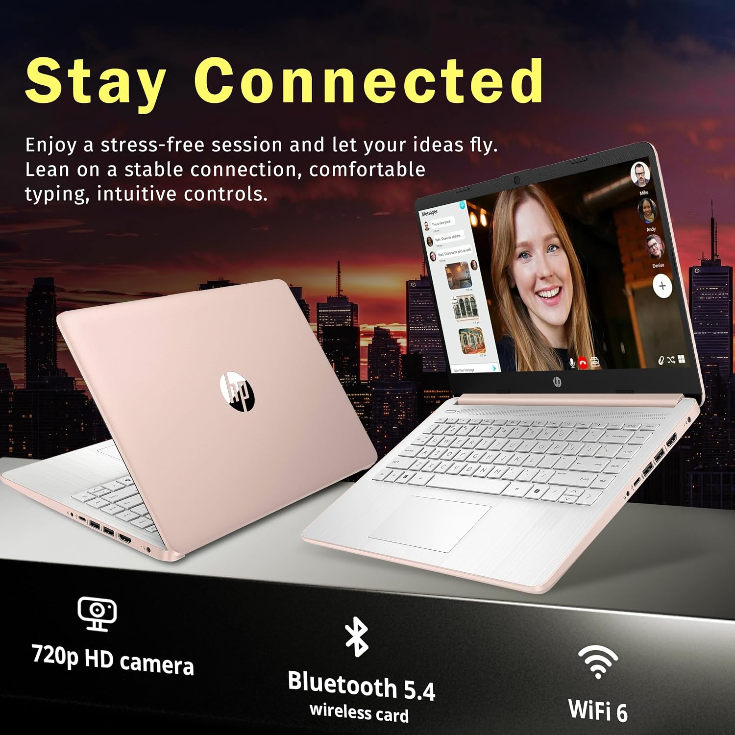 HP Stream 14' Laptop for Students & Business, Intel Processor N150, 16GB RAM, 1.12TB Storage (128GB UFS+1TB Docking Station Set), Wi-Fi 6, 1 Year Office 365, Copilot AI, Fast Charge, Win 11s, Gold