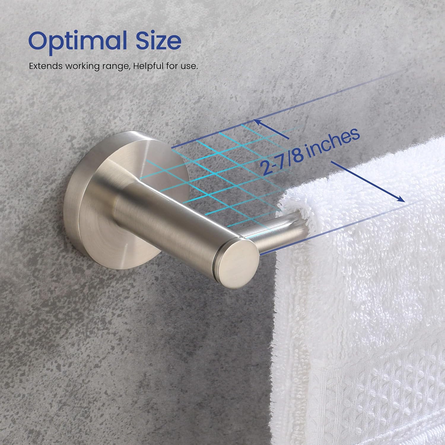 KIBI Circular Bathroom Hardware Set 5 Piece Bathroom Accessories Set | Towel Bar (18'), Towel Ring, Toilet Paper Holder, Robe Hooks (Brushed Nickel, C-KBA14-5-4)