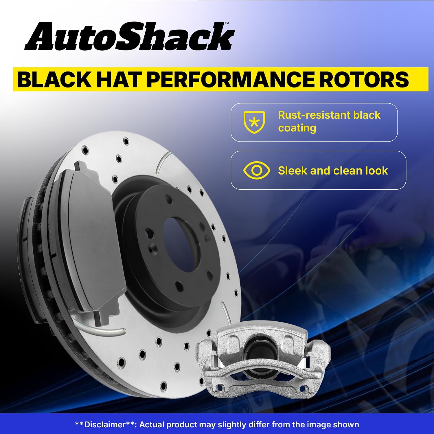 AutoShack Front Brake Rotors, Premium Pads & Calipers for Chevrolet, Silverado 1500 1999-2006 - E-Coated Drilled & Slotted - ShadowGuard - 11.99' (304.6 mm), 6-Lug