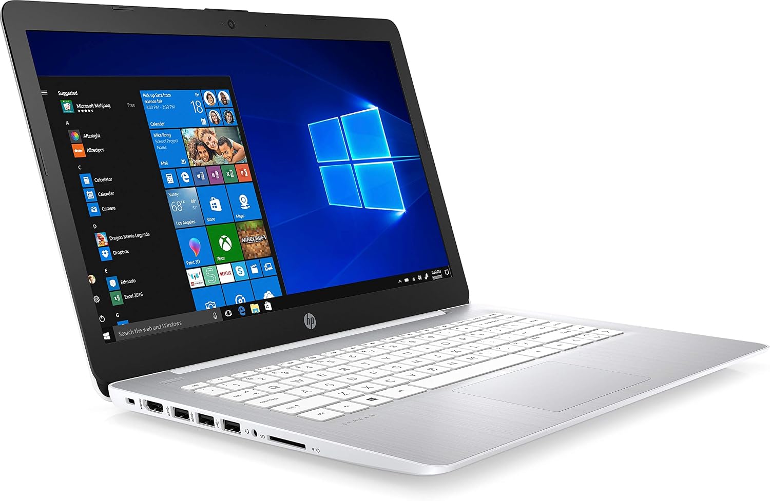 HP Stream 14-inch Laptop, AMD Dual-Core A4-9120E Processor, 4 GB SDRAM, 64 GB eMMC, Windows 10 Home in S Mode with Office 365 Personal for One Year (14-ds0150nr, Diamond White)
