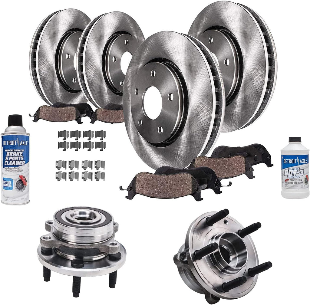 Detroit Axle - 12pc Front & Rear Disc Brake Rotors Pads Wheel Bearing Hubs Replacement for 13-19 Ford Taurus Police Interceptor Sedan 14-18 Special Service Police Sedan
