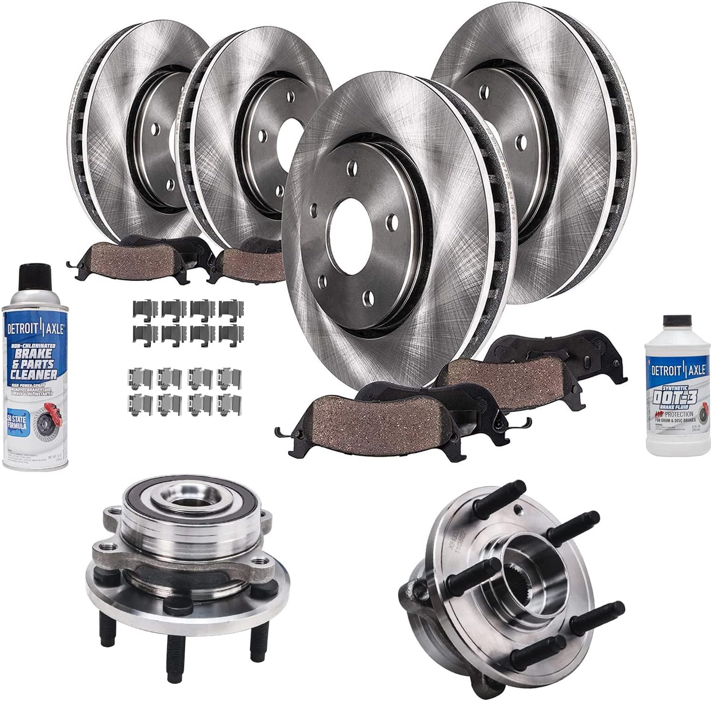 Detroit Axle - 12pc Front & Rear Disc Brake Rotors Pads Wheel Bearing Hubs Replacement for 13-19 Ford Taurus Police Interceptor Sedan 14-18 Special Service Police Sedan