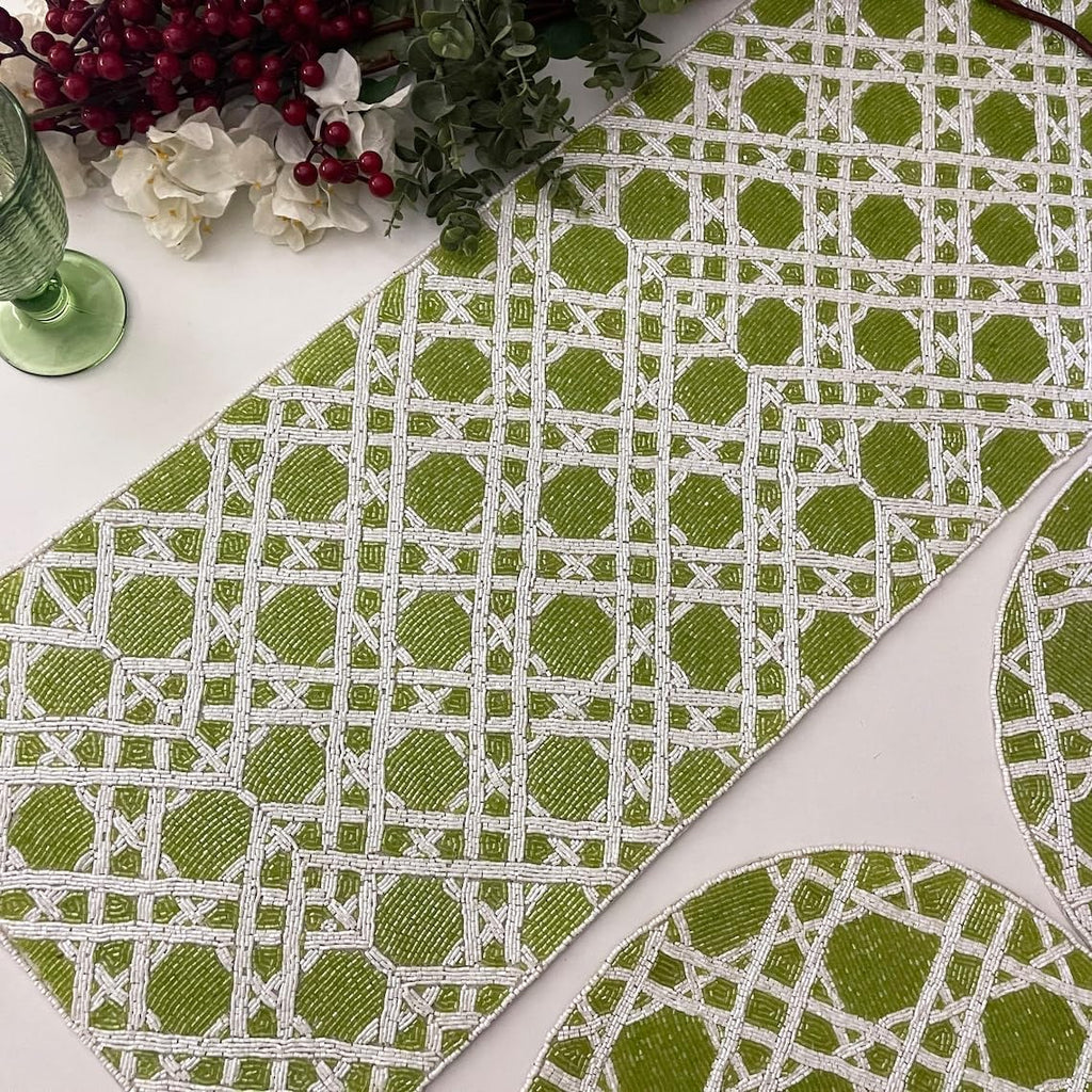 Enliven Set of 6 Handmade Green Placemats 14 Inch | Lightweight Decorative Dining Table Mats for Wedding, Party & Everyday Use | Easy to Clean Elegant Placemats