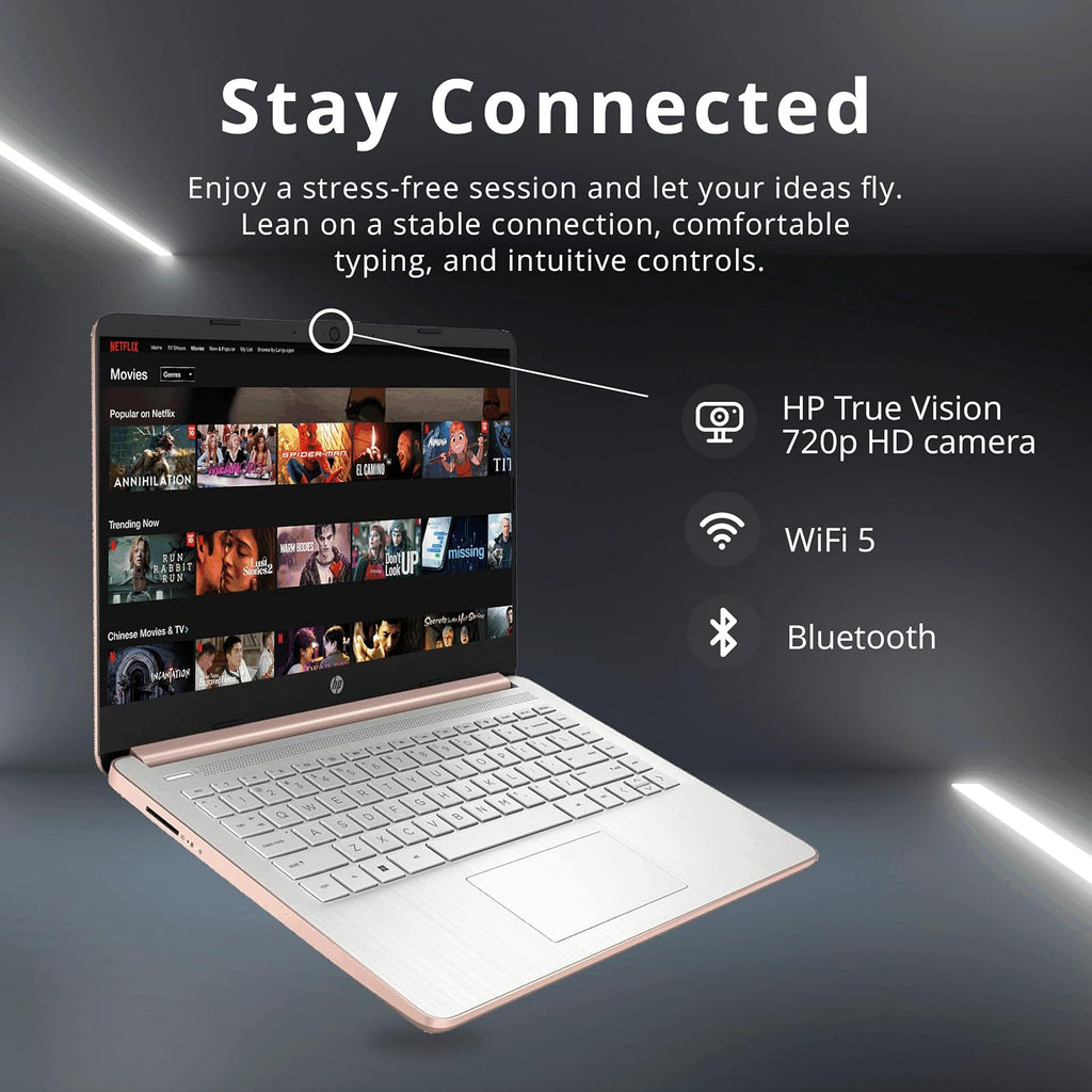 HP Stream 14' HD Business Laptop, Intel Celeron N4120, 4GB RAM, 1TB Storage (64GB eMMC + 1TB Docking Station Set), Intel UHD Graphics, 720p Camera, Wi-Fi, 1 Year Office 365, Win 11 Home, Rose Gold